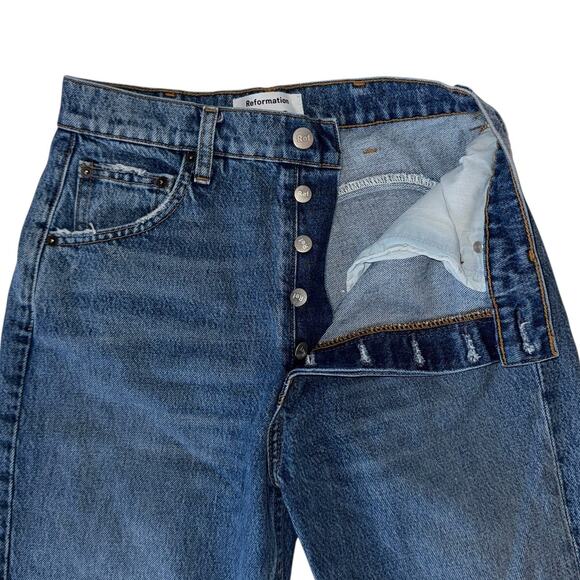 Agolde Blue Sydney Demin Saddle Straight Leg Button Fly Jeans Size 26 - Picture 5 of 15